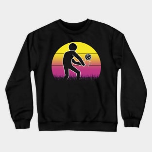 Travel back in time with beach volleyball - Retro Sunsets shirt featuring a player! Crewneck Sweatshirt